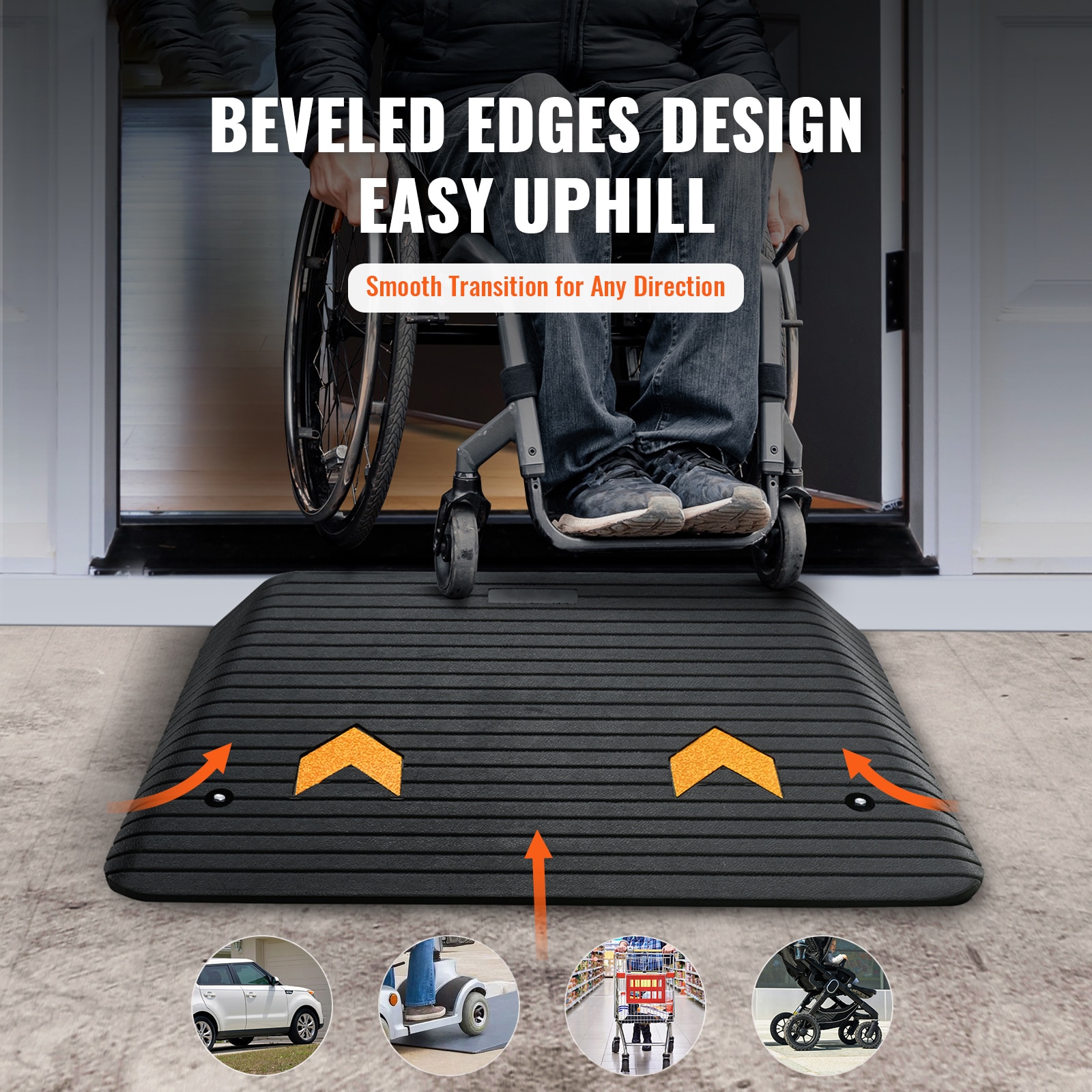 Rubber Threshold Ramp For Wheelchair And Scooter Access Non-slip_voghion.com